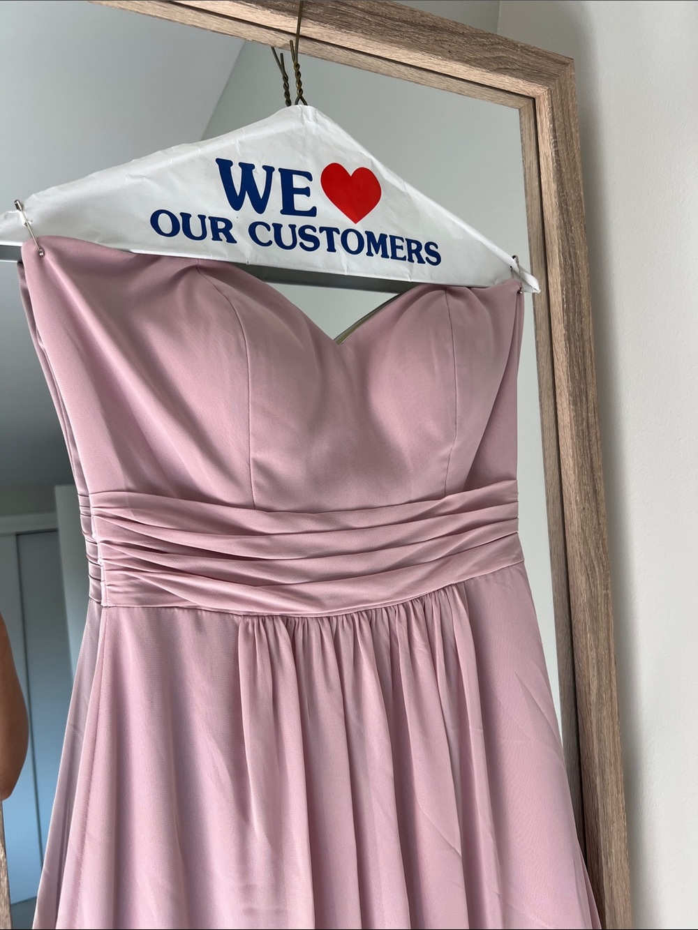 Dusty pink strapless maxi bridesmaid dress - Picture 2 of 7